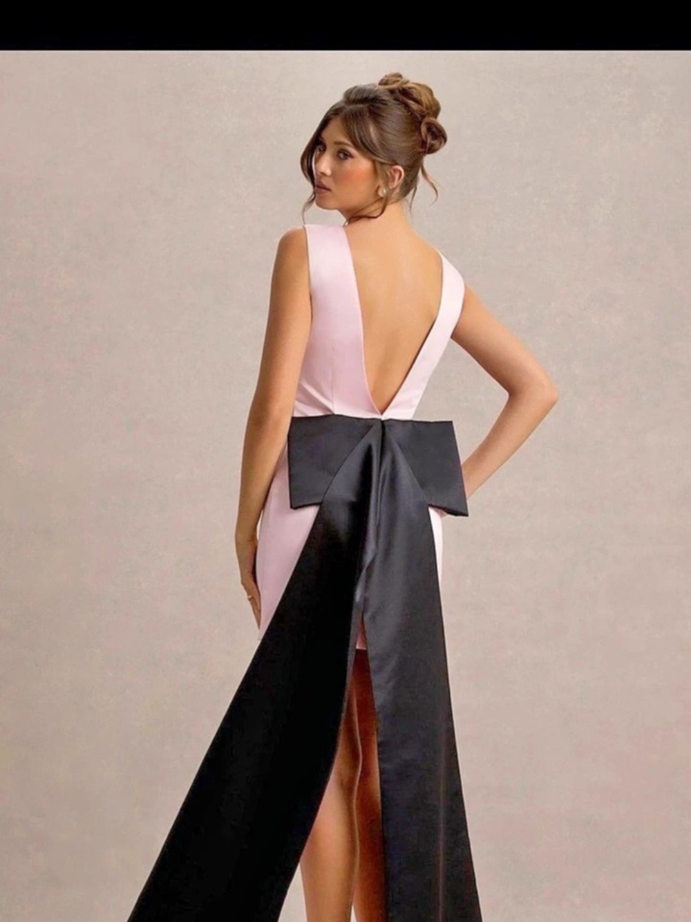 Club L London Peace Pink & Black Satin Mini Dress With Drape Detail Size 4